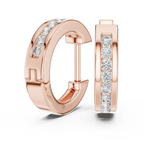 Elegant Rose Gold Diamond Hoop Earrings – Modern Luxury