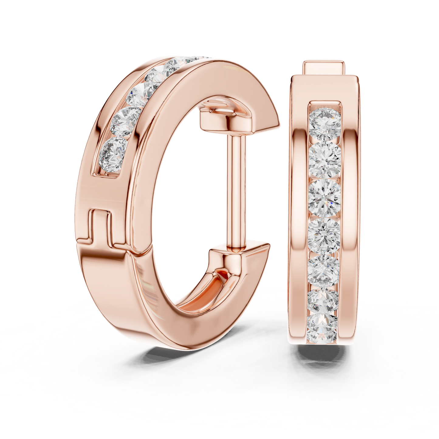 Elegant Rose Gold Diamond Hoop Earrings – Modern Luxury