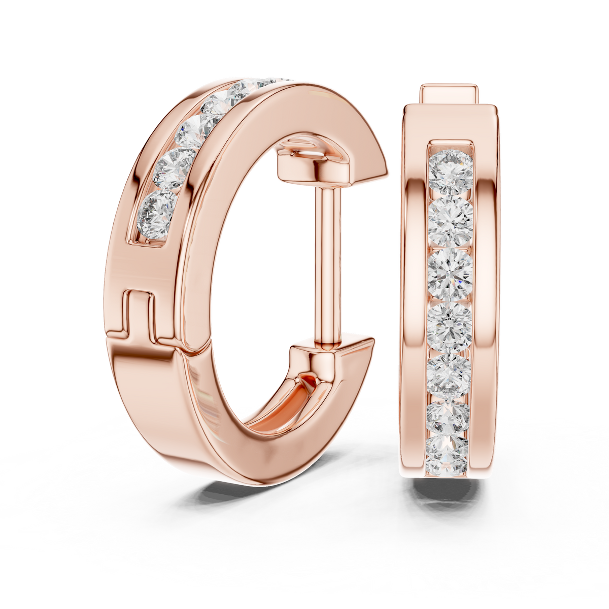 Elegant Rose Gold Diamond Hoop Earrings – Modern Luxury