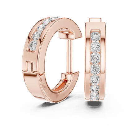 Elegant Rose Gold Diamond Hoop Earrings – Modern Luxury