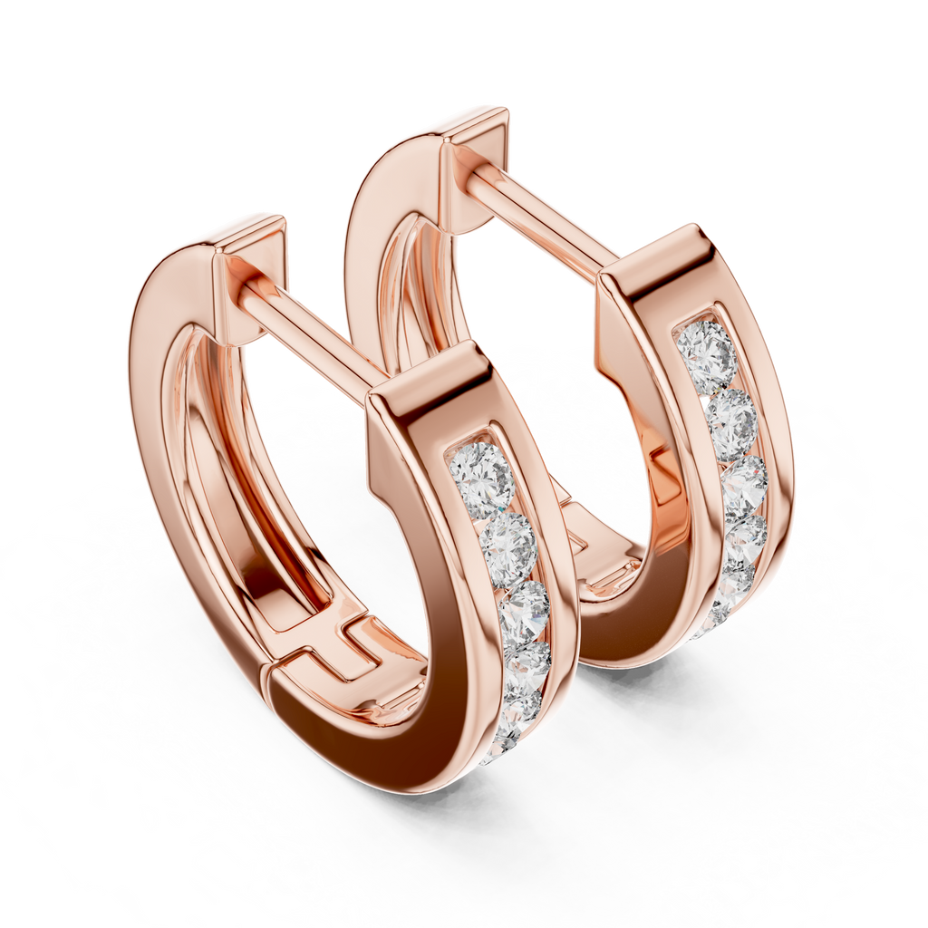Elegant Rose Gold Diamond Hoop Earrings – Modern Luxury