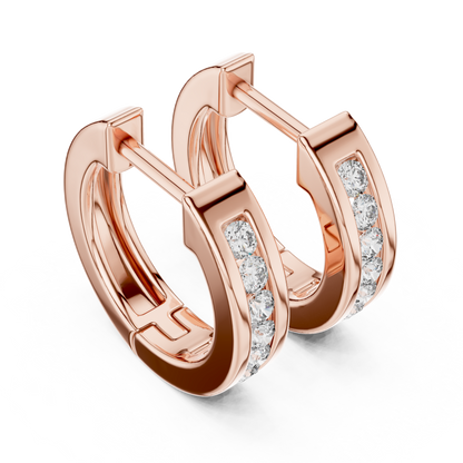 Elegant Rose Gold Diamond Hoop Earrings – Modern Luxury