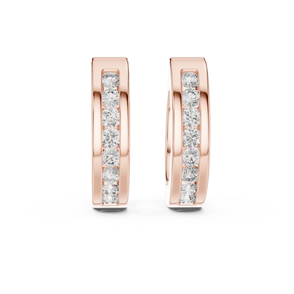 Elegant Rose Gold Diamond Hoop Earrings – Modern Luxury