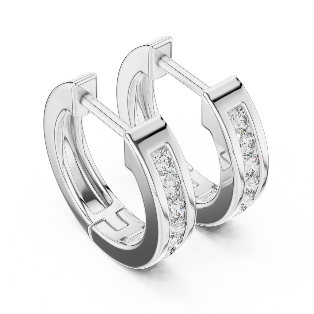 Elegant Rose Gold Diamond Hoop Earrings – Modern Luxury