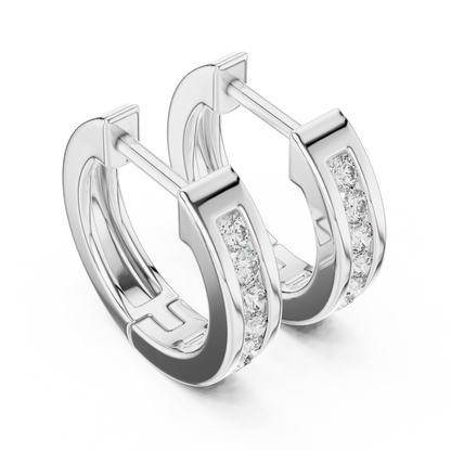 Elegant Rose Gold Diamond Hoop Earrings – Modern Luxury