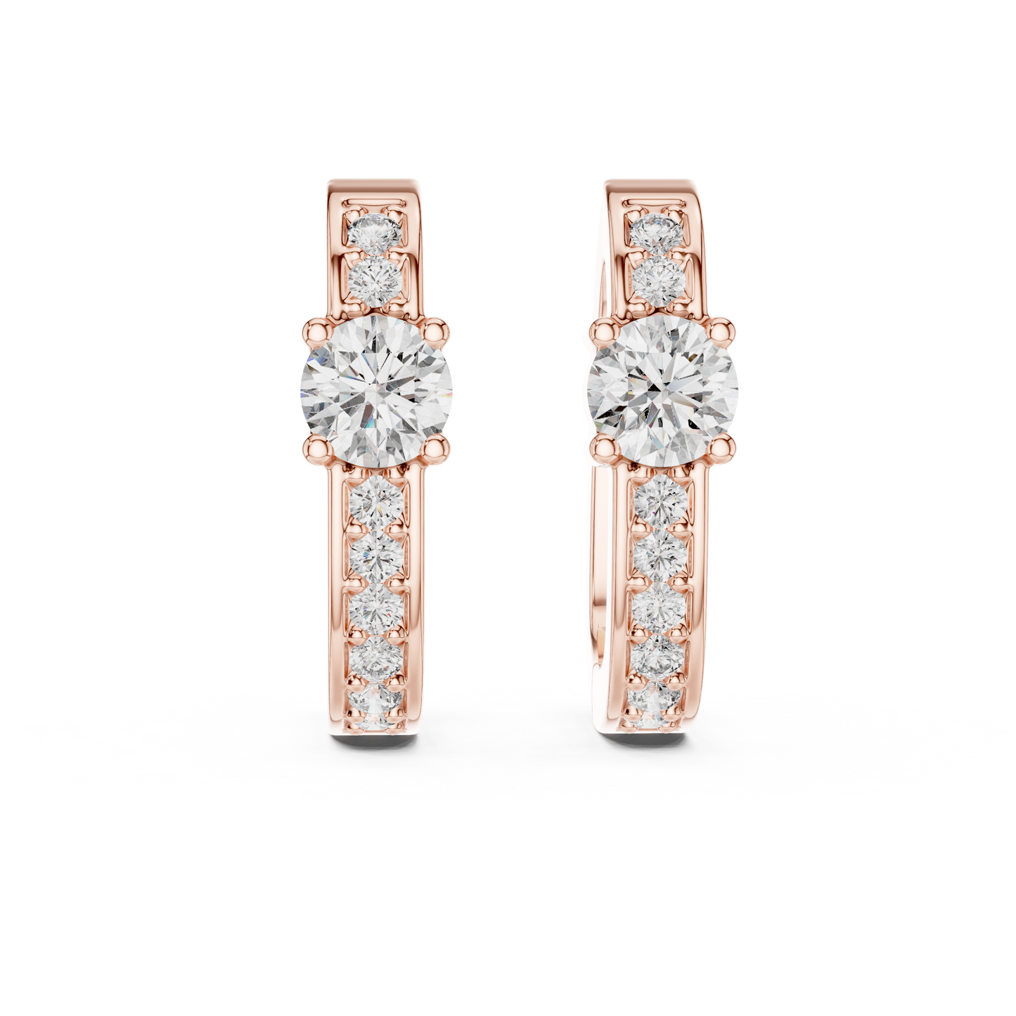 Diamond Hoop Earrings – Rose Gold Finish
