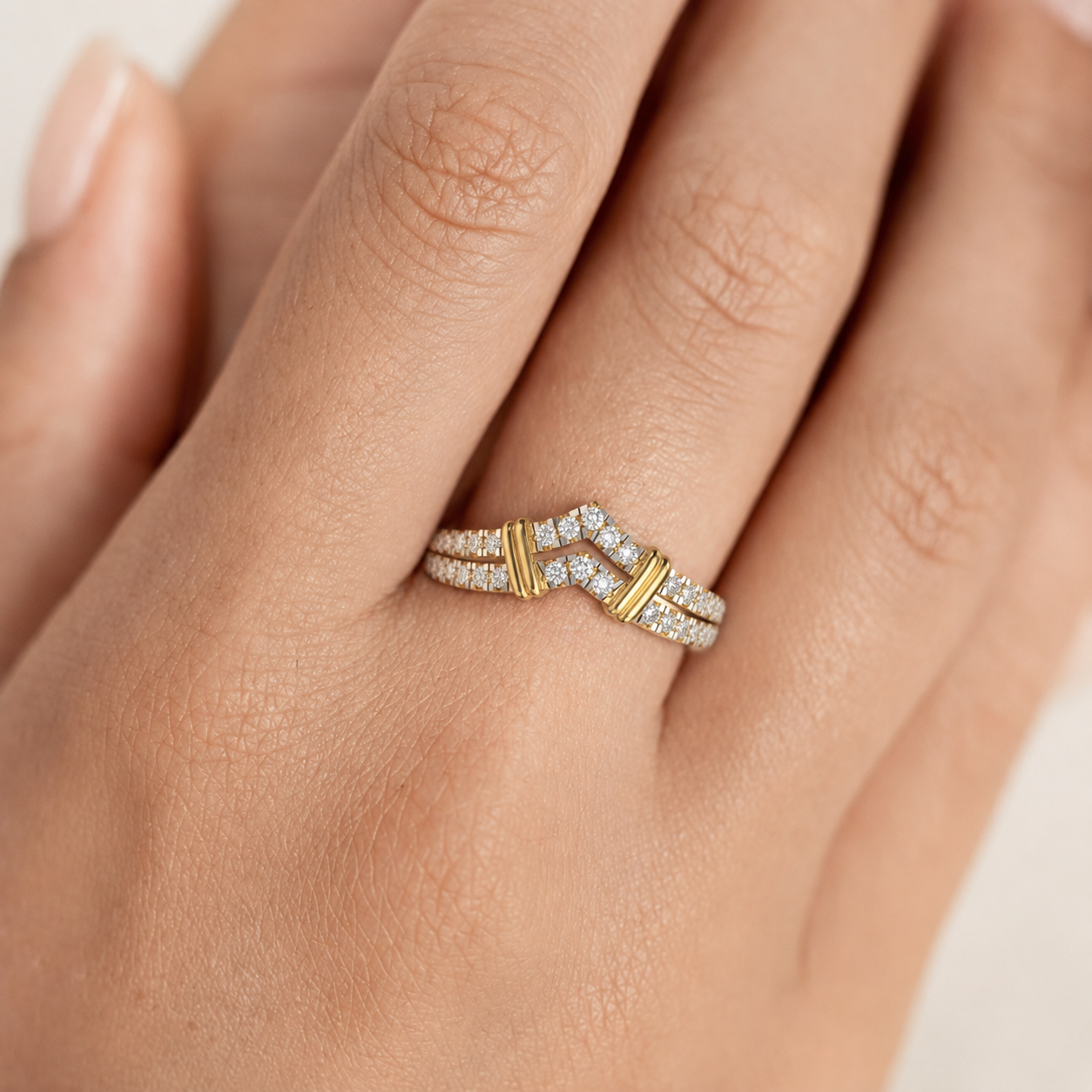 Elegant Double Band Diamond Ring