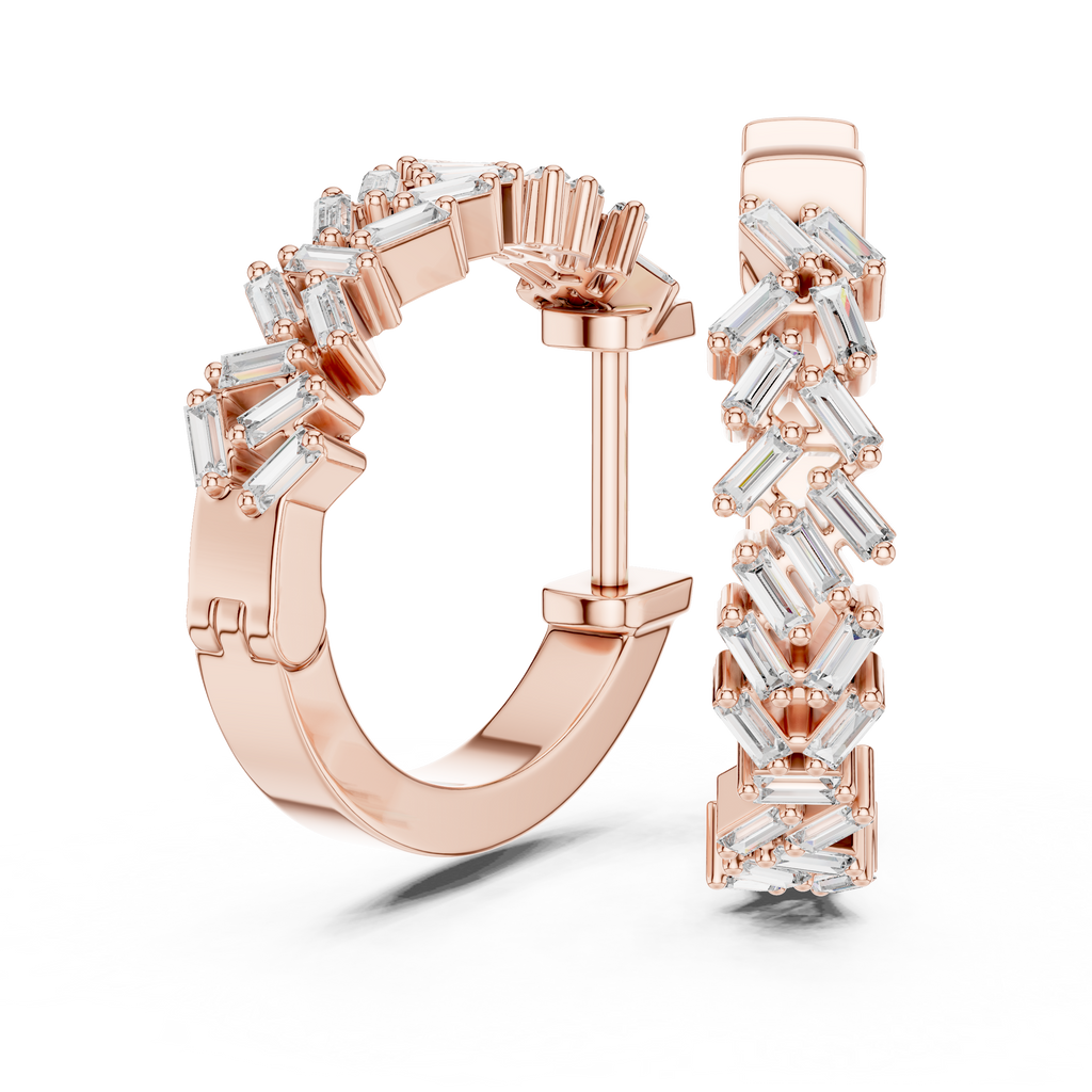 Elegant  Diamond Hoop Earrings