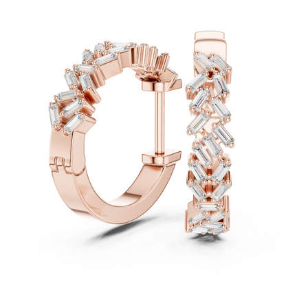Elegant  Diamond Hoop Earrings
