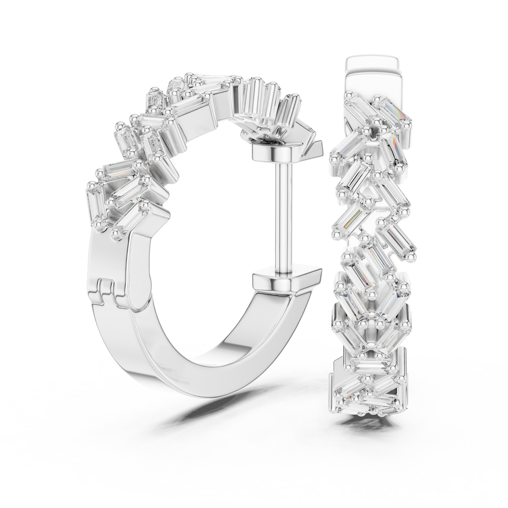 Elegant  Diamond Hoop Earrings