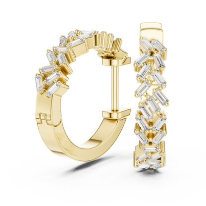 Elegant  Diamond Hoop Earrings
