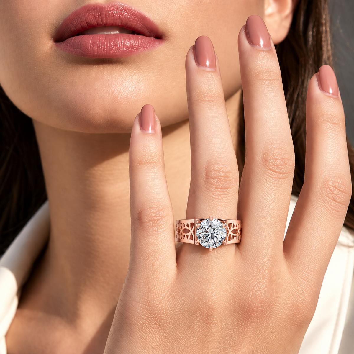 Liorenna Floral Filigree Lab Grown Diamond Ring