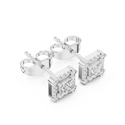 Bridal Princess Cut Diamond Earrings in Gold