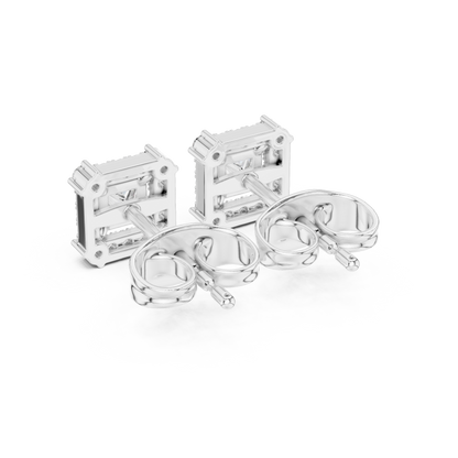 Bridal Princess Cut Diamond Earrings in Gold