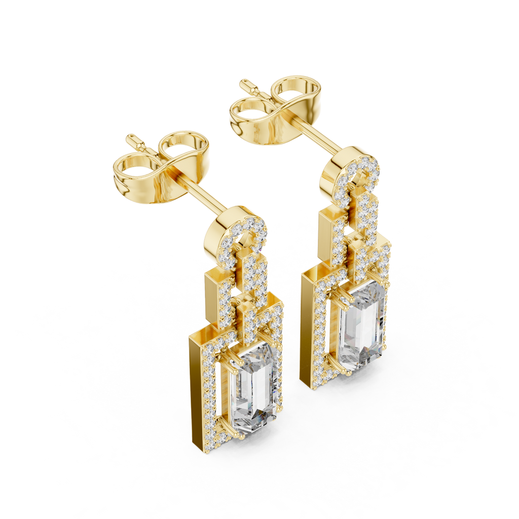 أقراط هووب ذهبية ماسية متلألئة | أقراط بتصميم مزهرة