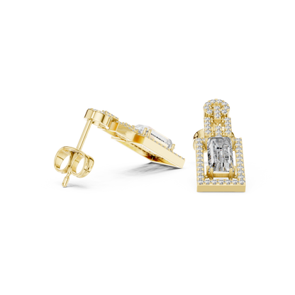 Elegant White Gold Drop Earrings Featuring Emerald Cut Diamonds