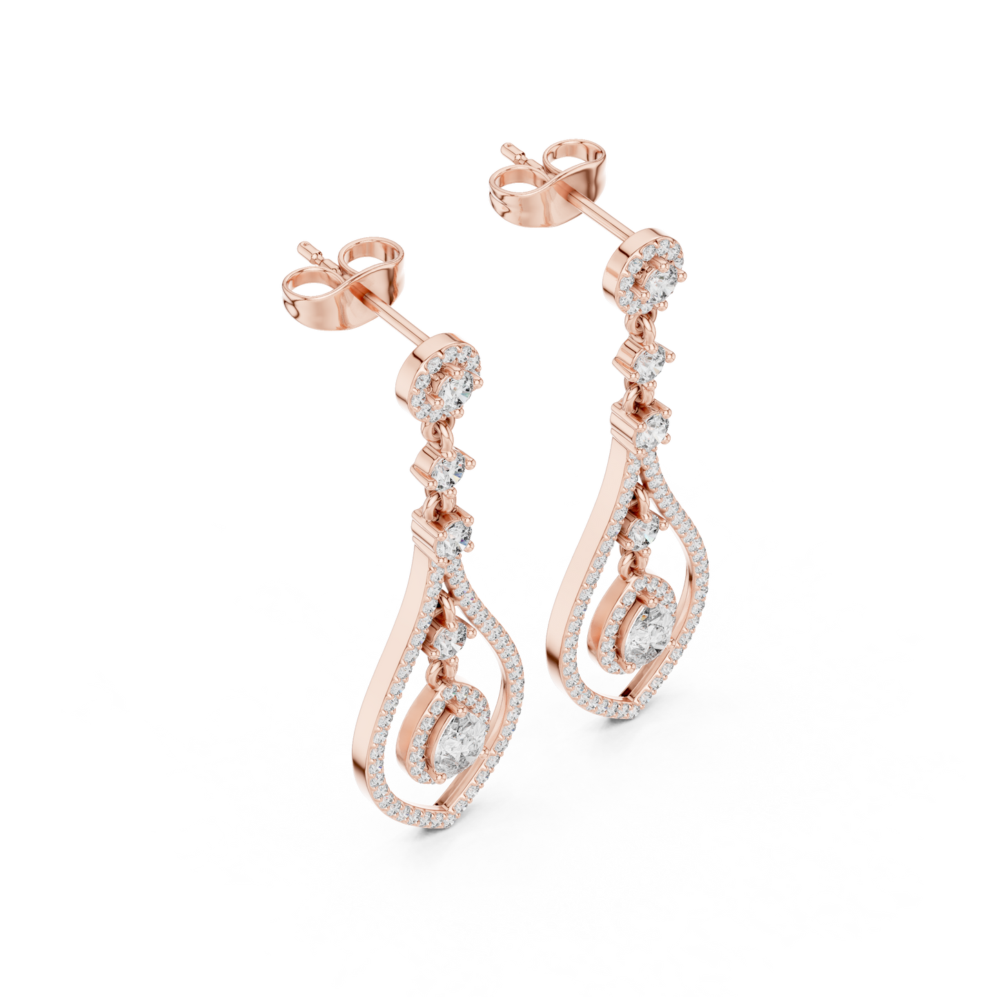 Modern White Gold Diamond Drop Earrings for Bridal & Party Wear