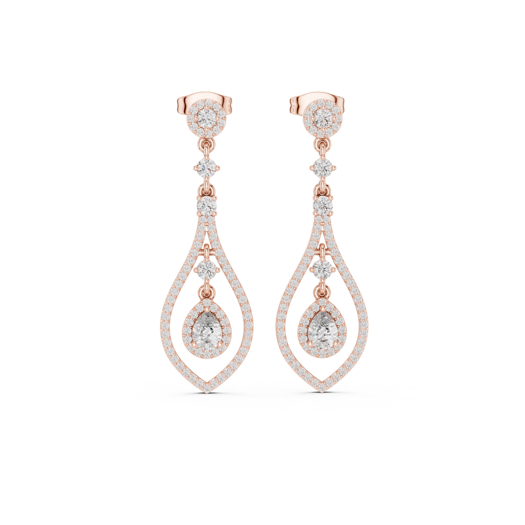 Modern White Gold Diamond Drop Earrings for Bridal & Party Wear