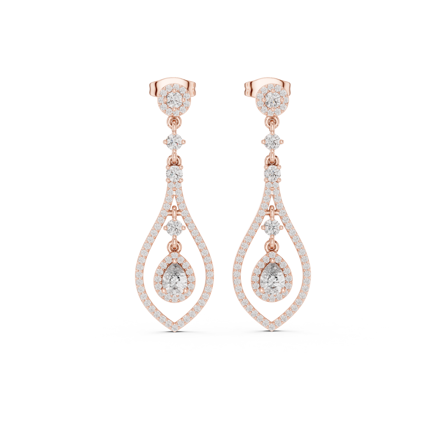 Modern White Gold Diamond Drop Earrings for Bridal & Party Wear
