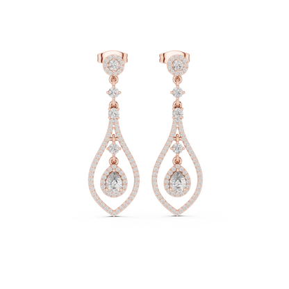 Modern White Gold Diamond Drop Earrings for Bridal & Party Wear