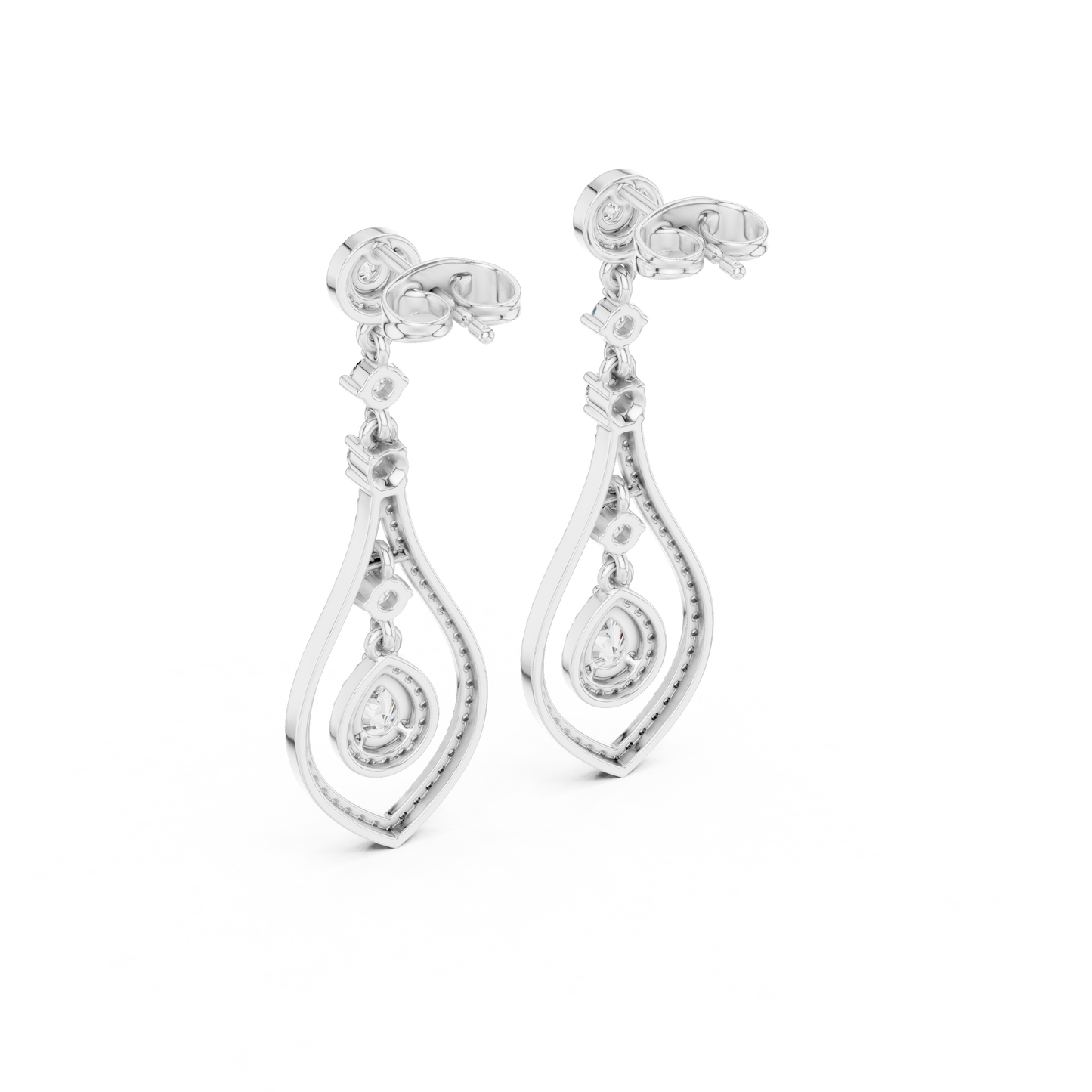 Modern White Gold Diamond Drop Earrings for Bridal & Party Wear