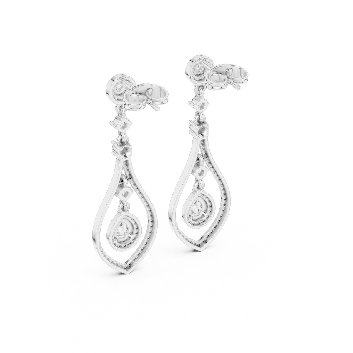 Modern White Gold Diamond Drop Earrings for Bridal & Party Wear