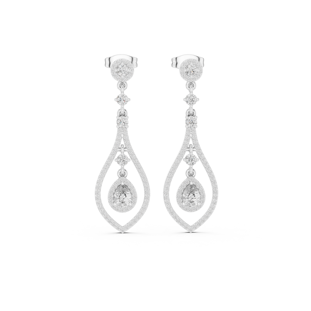 Modern White Gold Diamond Drop Earrings for Bridal & Party Wear