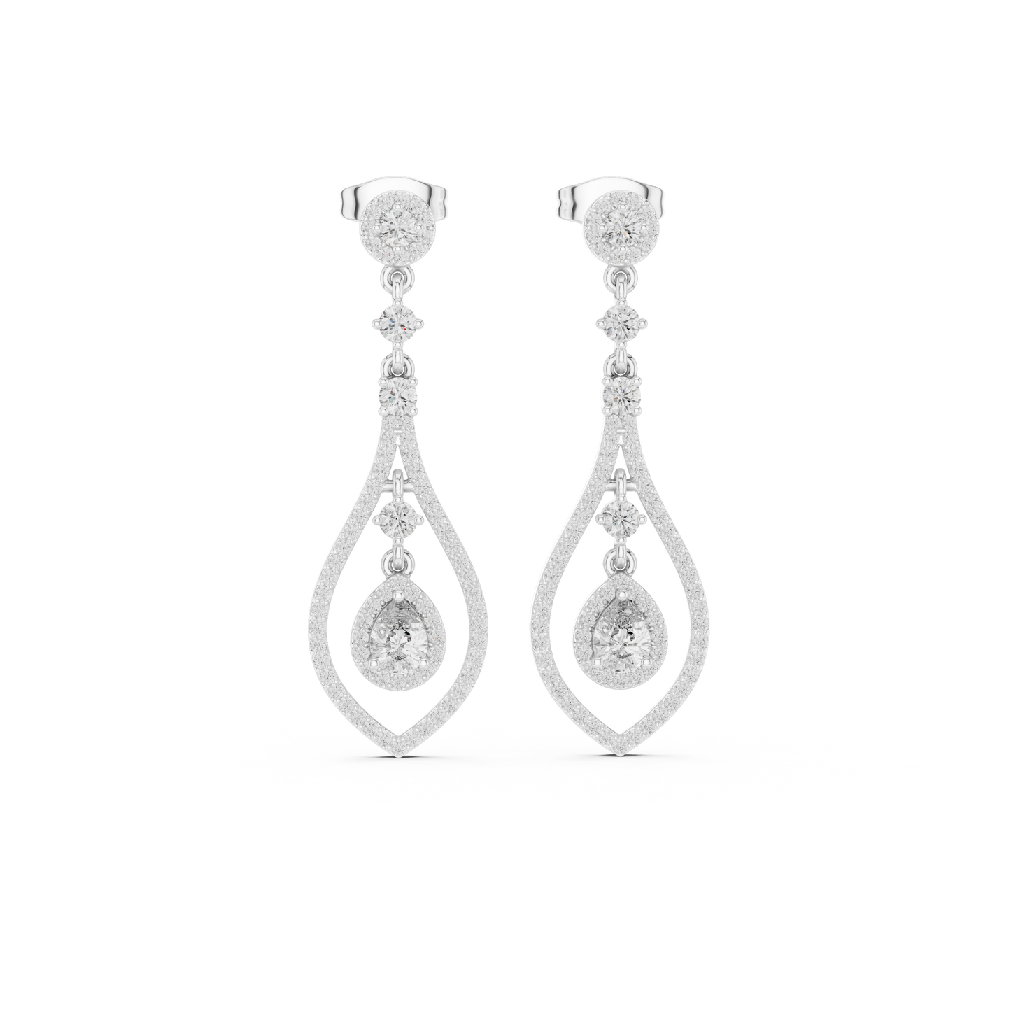 Modern White Gold Diamond Drop Earrings for Bridal & Party Wear