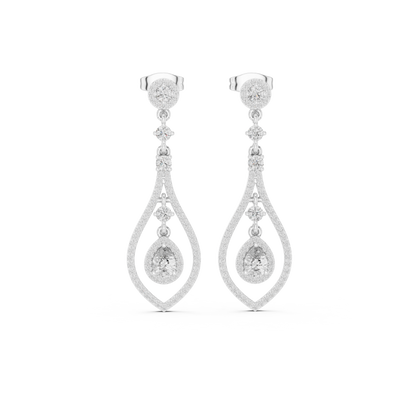 Modern White Gold Diamond Drop Earrings for Bridal & Party Wear