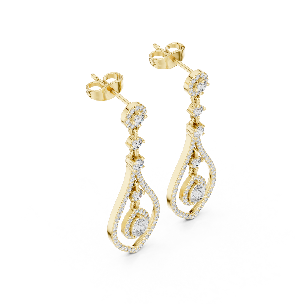 Modern White Gold Diamond Drop Earrings for Bridal & Party Wear