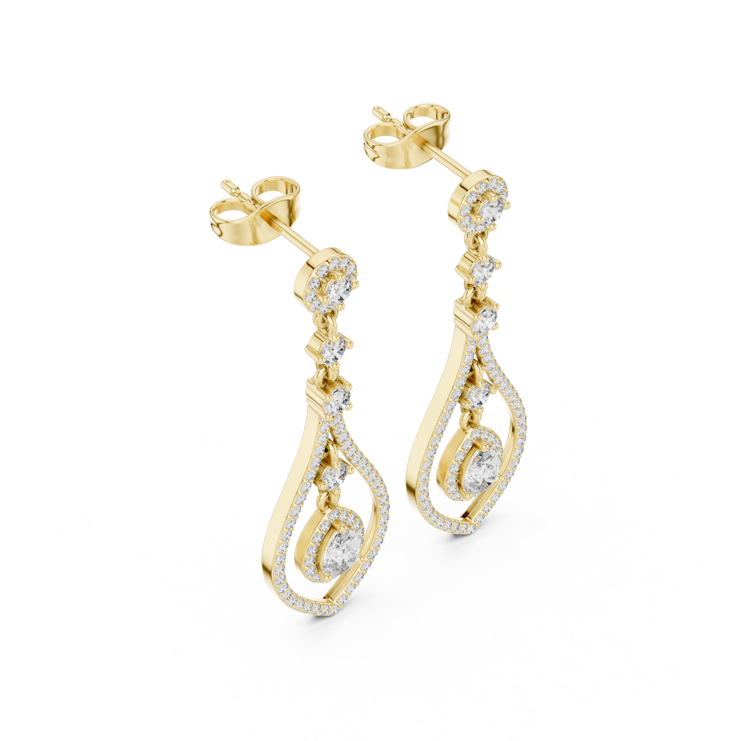 Modern White Gold Diamond Drop Earrings for Bridal & Party Wear