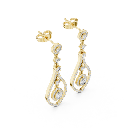 Modern White Gold Diamond Drop Earrings for Bridal & Party Wear