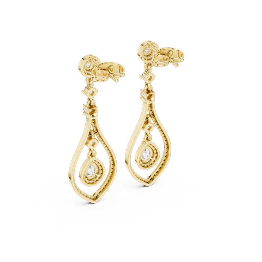Modern White Gold Diamond Drop Earrings for Bridal & Party Wear