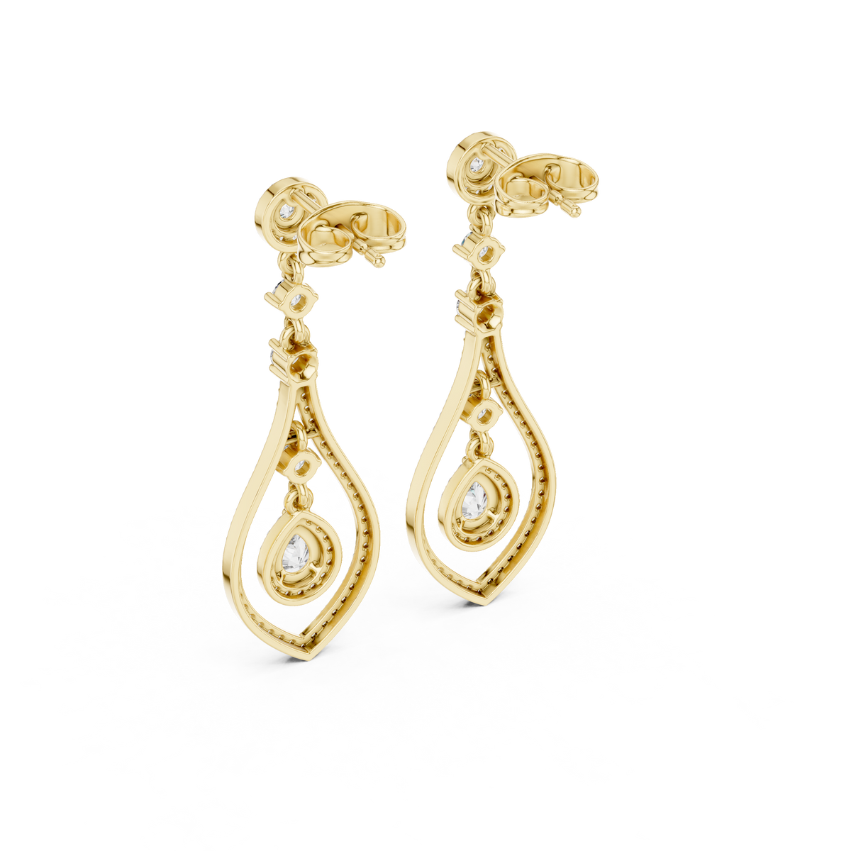 Modern White Gold Diamond Drop Earrings for Bridal & Party Wear