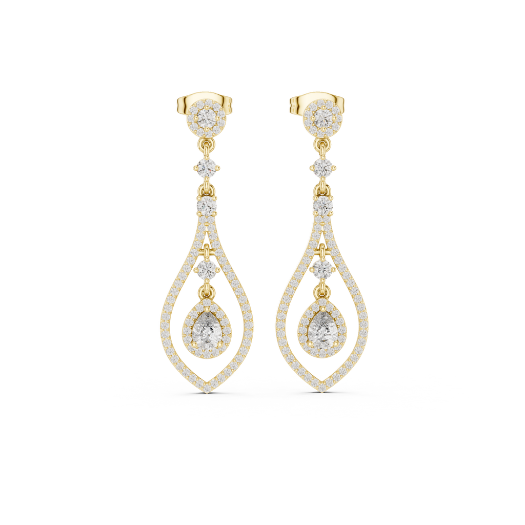Modern White Gold Diamond Drop Earrings for Bridal & Party Wear