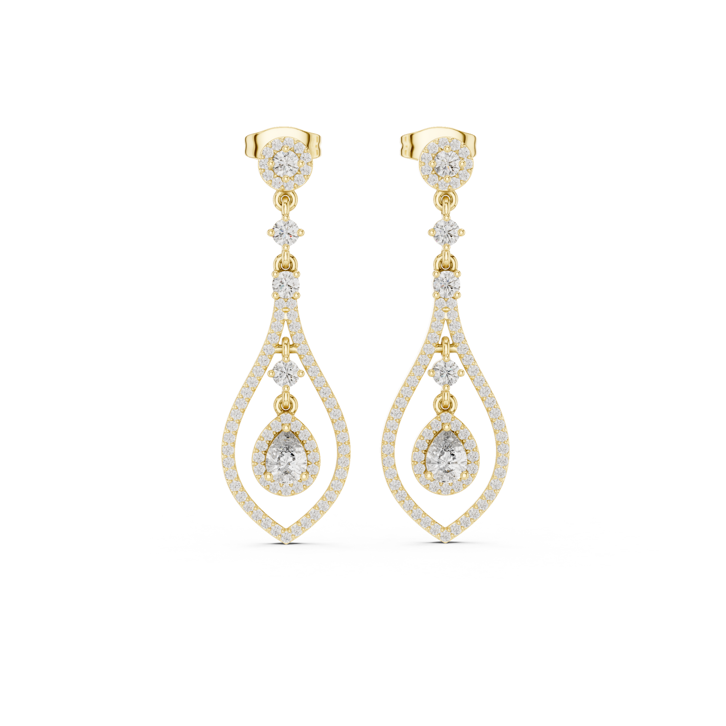 Modern White Gold Diamond Drop Earrings for Bridal & Party Wear
