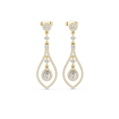 Modern White Gold Diamond Drop Earrings for Bridal & Party Wear