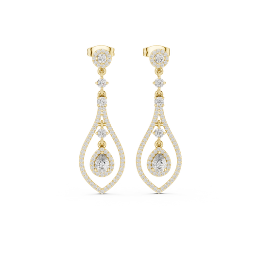 Modern White Gold Diamond Drop Earrings for Bridal & Party Wear