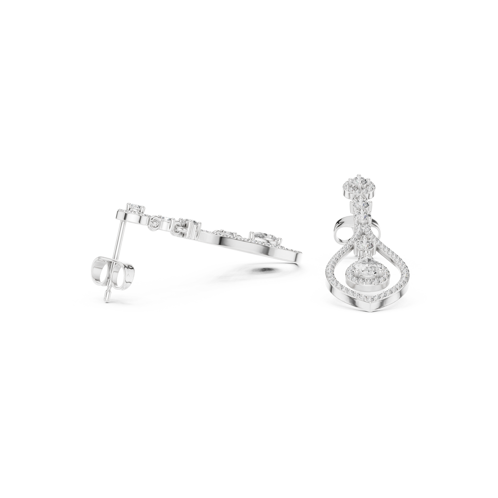 Modern White Gold Diamond Drop Earrings for Bridal & Party Wear