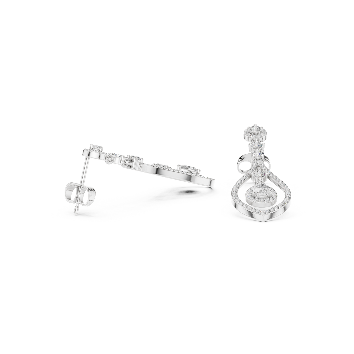Modern White Gold Diamond Drop Earrings for Bridal & Party Wear
