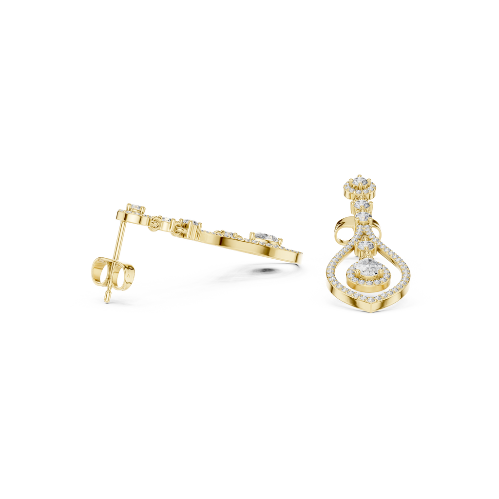 Modern White Gold Diamond Drop Earrings for Bridal & Party Wear