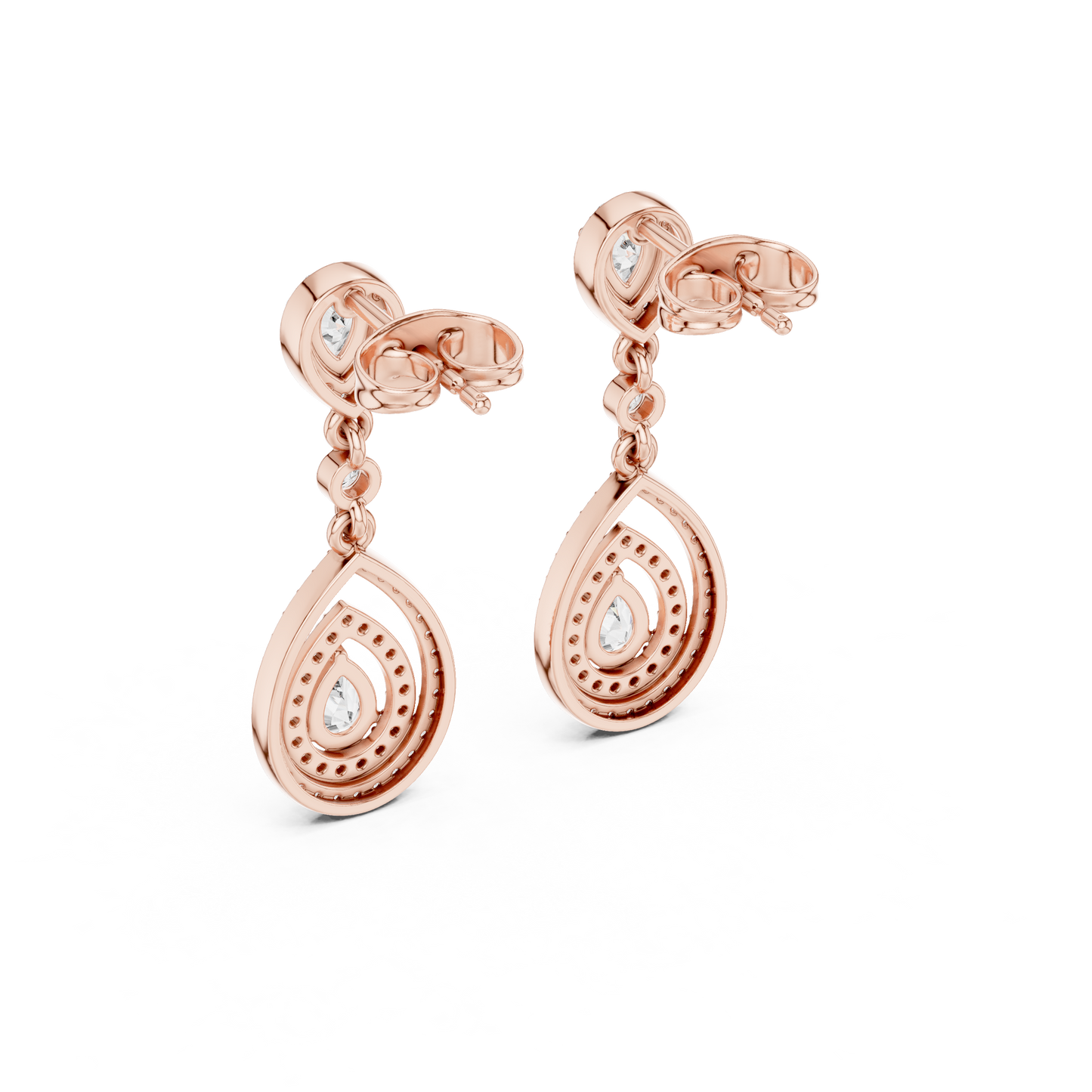 Designer Pear Halo Diamond Earrings | Modern Statement Jewelry