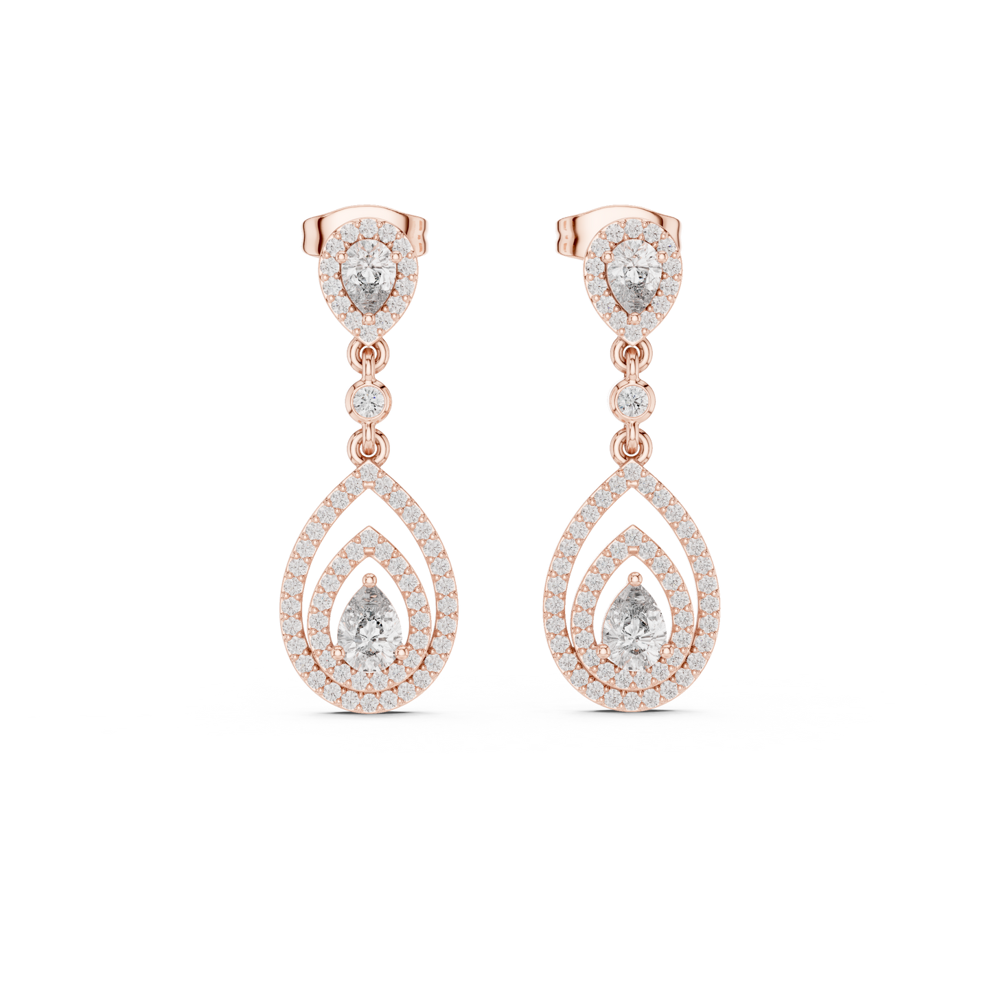 Designer Pear Halo Diamond Earrings | Modern Statement Jewelry