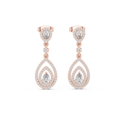 Designer Pear Halo Diamond Earrings | Modern Statement Jewelry