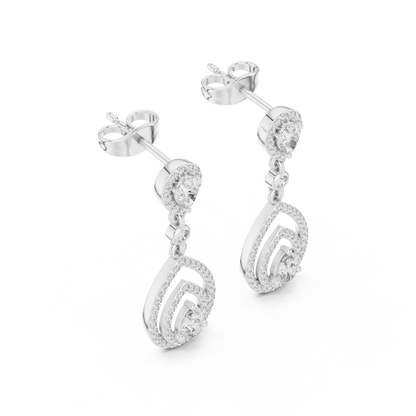 Designer Pear Halo Diamond Earrings | Modern Statement Jewelry