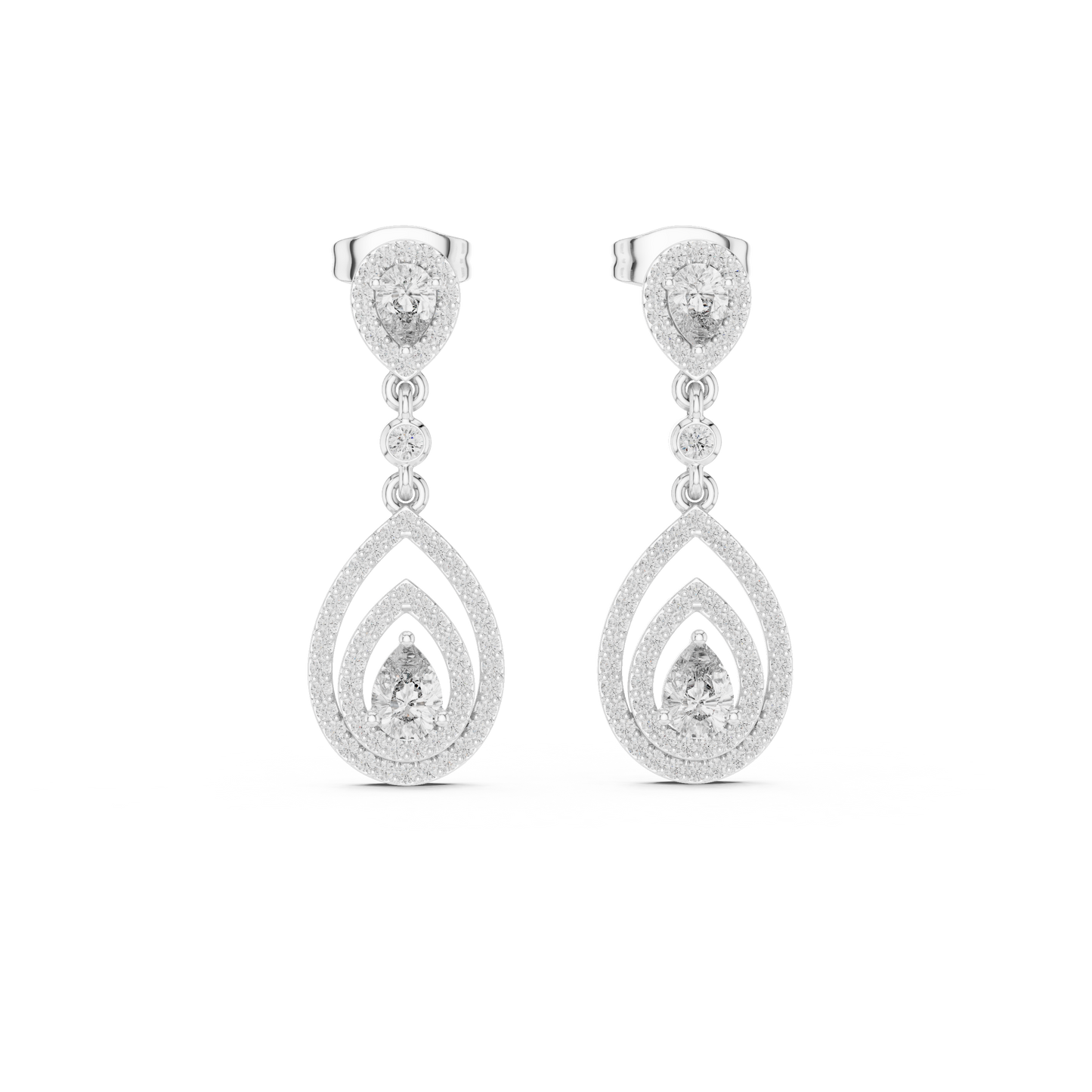 Designer Pear Halo Diamond Earrings | Modern Statement Jewelry