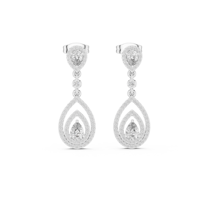 Designer Pear Halo Diamond Earrings | Modern Statement Jewelry