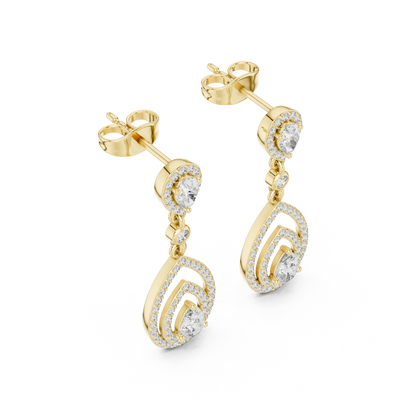 Designer Pear Halo Diamond Earrings | Modern Statement Jewelry