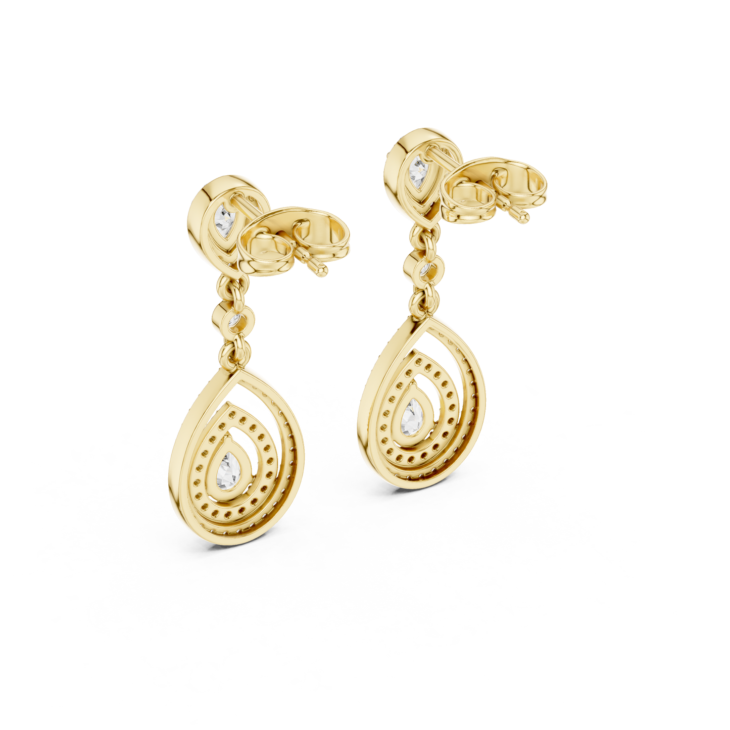 Designer Pear Halo Diamond Earrings | Modern Statement Jewelry