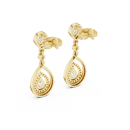 Designer Pear Halo Diamond Earrings | Modern Statement Jewelry